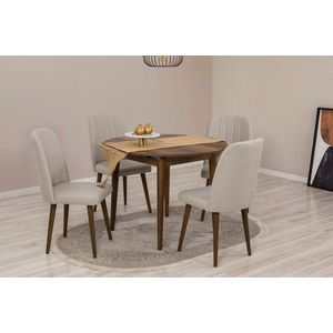 Jídelní set s rozkládacím stolem a židlemi (5 kusů) Vina 1005 - Walnut, Cream obraz