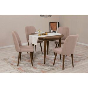 Jídelní set s rozkládacím stolem a židlemi (5 kusů) Vina 0900 - Walnut, Stone obraz