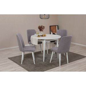 Jídelní set s rozkládacím stolem a židlemi (5 kusů) Vina 0701 - White, Grey obraz