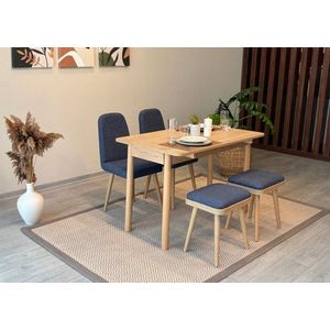 Jídelní set s rozkládacím stolem a židlemi (5 kusů) Vina Mini 02 1048 - Oak, Dark Blue obraz