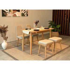 Jídelní set s rozkládacím stolem a židlemi (5 kusů) Vina Mini 02 1005 - Oak, Cream obraz
