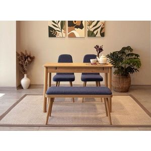 Jídelní set s rozkládacím stolem a židlemi (4 kusy) Vina Mini 01 1048 - Oak, Dark Blue obraz