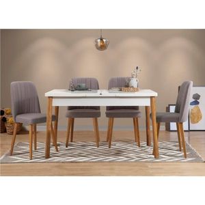 Jídelní set s rozkládacím stolem a židlemi (5 kusů) Santiago White Grey Atlantic Pine obraz