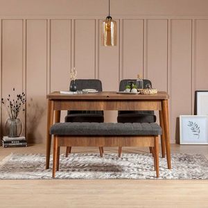 Jídelní set s rozkládacím stolem a židlemi (4 kusy) Vina 1053 - Anthracite, Walnut obraz