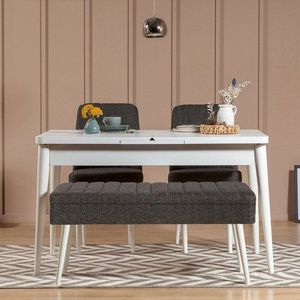 Jídelní set s rozkládacím stolem a židlemi (4 kusy) Vina 1053 - 3 - Anthracite, White obraz
