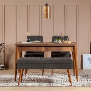 Jídelní set s rozkládacím stolem a židlemi (4 kusy) Vina 1053 - 3 - Anthracite, Walnut obraz