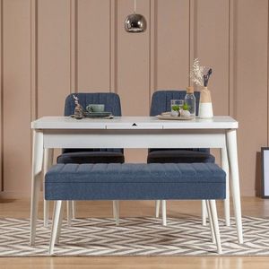 Jídelní set s rozkládacím stolem a židlemi (4 kusy) Vina 1048 - 3 - White, Dark Blue obraz