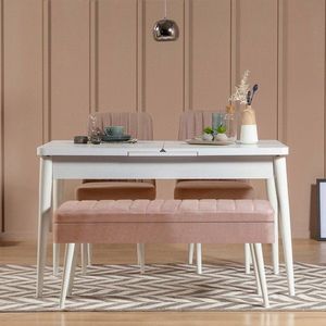 Jídelní set s rozkládacím stolem a židlemi (4 kusy) Vina 0900 - 3 - White, Stone obraz