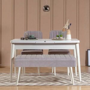 Jídelní set s rozkládacím stolem a židlemi (4 kusy) Vina 0701 - 3 - White, Grey obraz