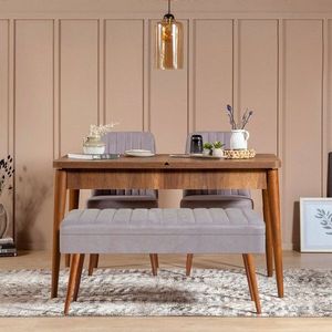 Jídelní set s rozkládacím stolem a židlemi (4 kusy) Vina 0701 - 3 - Walnut, Grey obraz