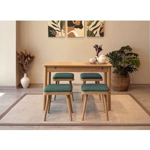 Jídelní set s rozkládacím stolem a židlemi (5 kusů) Vina Mini 05 1070 - Oak, Green obraz
