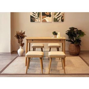 Jídelní set s rozkládacím stolem a židlemi (5 kusů) Vina Mini 05 1005 - Oak, Cream obraz