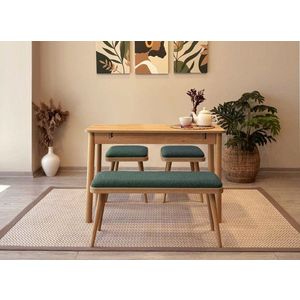 Jídelní set s rozkládacím stolem a židlemi (4 kusy) Vina Mini 04 1070 - Oak, Green obraz