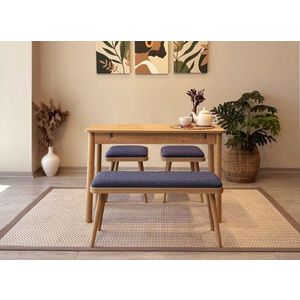 Jídelní set s rozkládacím stolem a židlemi (4 kusy) Vina Mini 04 1048 - Oak, Dark Blue obraz