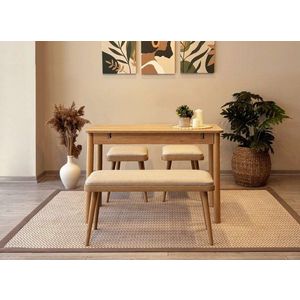 Jídelní set s rozkládacím stolem a židlemi (4 kusy) Vina Mini 04 1005 - Oak, Cream obraz