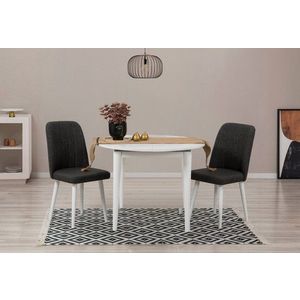 Jídelní set s rozkládacím stolem a židlemi (3 kusy) Vina 1053 - White, Anthracite obraz