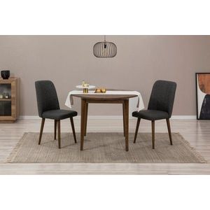 Jídelní set s rozkládacím stolem a židlemi (3 kusy) Vina 1053 - Walnut, Anthracite obraz