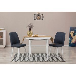 Jídelní set s rozkládacím stolem a židlemi (3 kusy) Vina 1048 - White, Navy Blue obraz