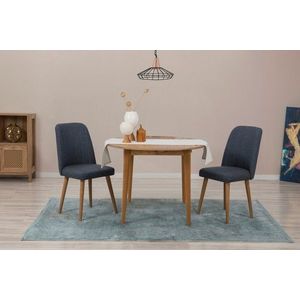 Jídelní set s rozkládacím stolem a židlemi (3 kusy) Vina 1048 - Atlantic Pine, Navy Blue obraz