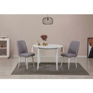 Jídelní set s rozkládacím stolem a židlemi (3 kusy) Vina 0701 - White, Grey obraz