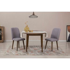 Jídelní set s rozkládacím stolem a židlemi (3 kusy) Vina 0701 - Walnut, Grey obraz
