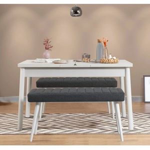 Jídelní set s rozkládacím stolem a lavicí (3 kusy) Santiago 1053 - White, Anthracite obraz
