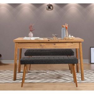 Jídelní set s rozkládacím stolem a lavicí (3 kusy) Santiago 1053 - Atlantic Pine, Anthracite obraz