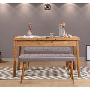 Jídelní set s rozkládacím stolem a lavicí (3 kusy) Santiago 0701 - Atlantic Pine, Soho Grey obraz