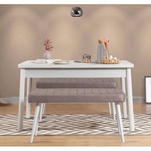 Jídelní set se stolem a lavicí (3 kusy) Costa 0701 - White, Soho Grey obraz