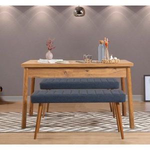 Jídelní set se stolem a lavicí (3 kusy) Costa 1048 - Atlantic Pine, Dark Blue obraz