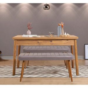 Jídelní set se stolem a lavicí (3 kusy) Costa 0701 - Atlantic Pine, Soho Grey obraz