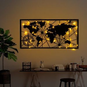 Dekorativní kovový doplněk na zeď World Map Led 452 obraz