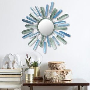 Dekorativní kovový doplněk na zeď Metal Art Mirror Sun obraz