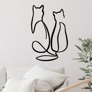 Dekorativní kovový doplněk na zeď Couple Cat Love obraz