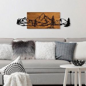 Dekorativní dřevěný doplněk na zeď Mountain Range obraz