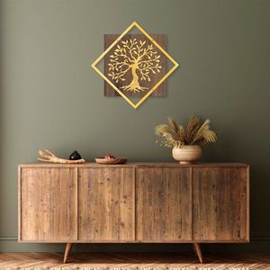 Dekorativní dřevěný doplněk na zeď Tree v2 - Gold obraz