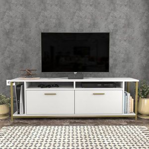 TV stolek Omar - White, Gold obraz