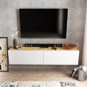 TV stolek Poling - White, Walnut obraz