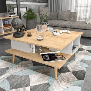 Konferenční stolek Akya - Oak, White obraz