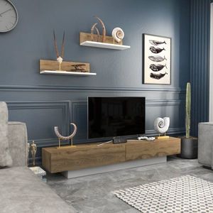 TV stěna / Sestava pod TV Lusi - White, Oud Oak obraz