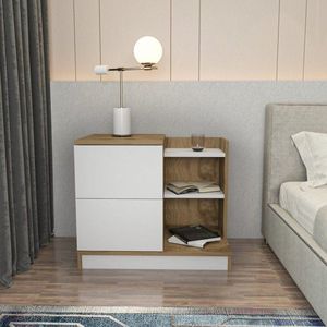 Noční stolek Rena - White, Oak obraz