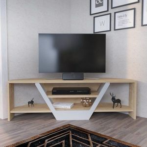 TV stolek Sares - Oak, White obraz