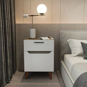 Noční stolek Losso - White, Oak obraz