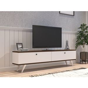 TV stolek Paris - White, Walnut obraz