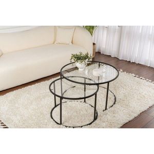 Sada konferenčních stolků Aurum - 80, 60 - Black, Transparent obraz