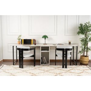 Psací stůl Twin Study Desk - Freesia Marble, Black obraz