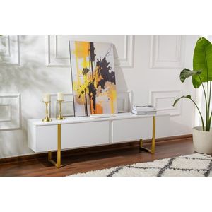 TV stolek Serenity - White, Gold obraz