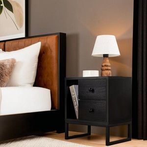 Noční stolek Glimmer - Wood Black, Black obraz