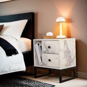 Noční stolek Glimmer - Fressia Marble, Black obraz