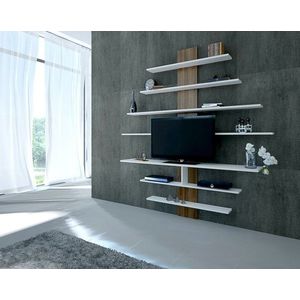 TV stěna / Sestava pod TV Zebra - White, Walnut obraz